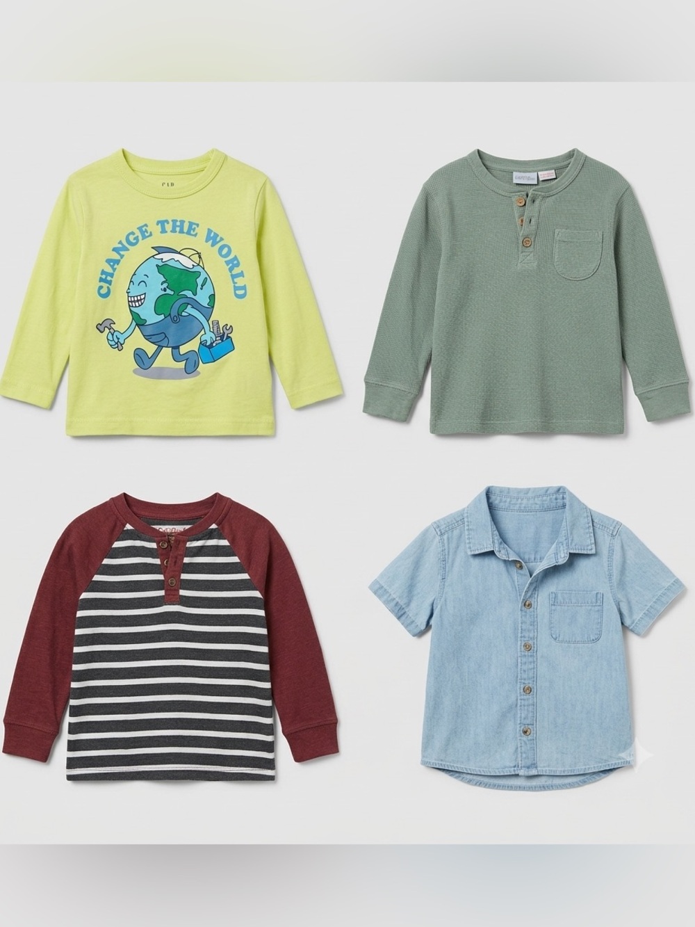 Boy 12-18M Toddler Shirt Lot Zara Gap H&M Cat & Jack Henley Button Down 4pc Pack